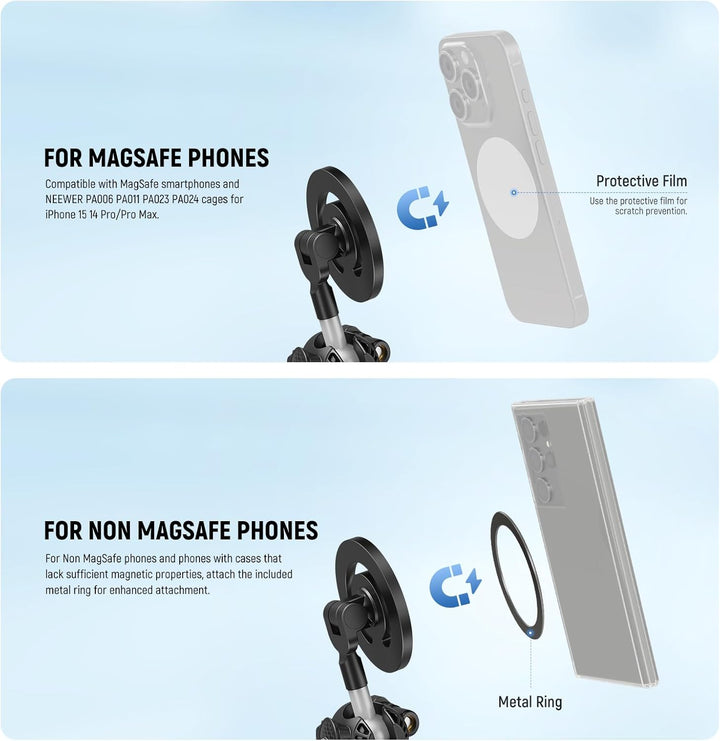 NEEWER Magnetische Flexible Handy Stativ kompatibel mit iPhone 15 Pro Max 14 Magsafe Serie Android M