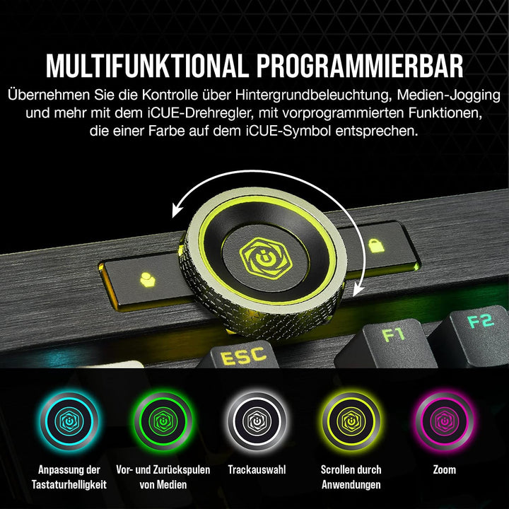 Corsair K100 RGB Optisch-Mechanische Gaming-Tastatur (OPX Optical: Blitzschnelle & Linearer, RGB Bel