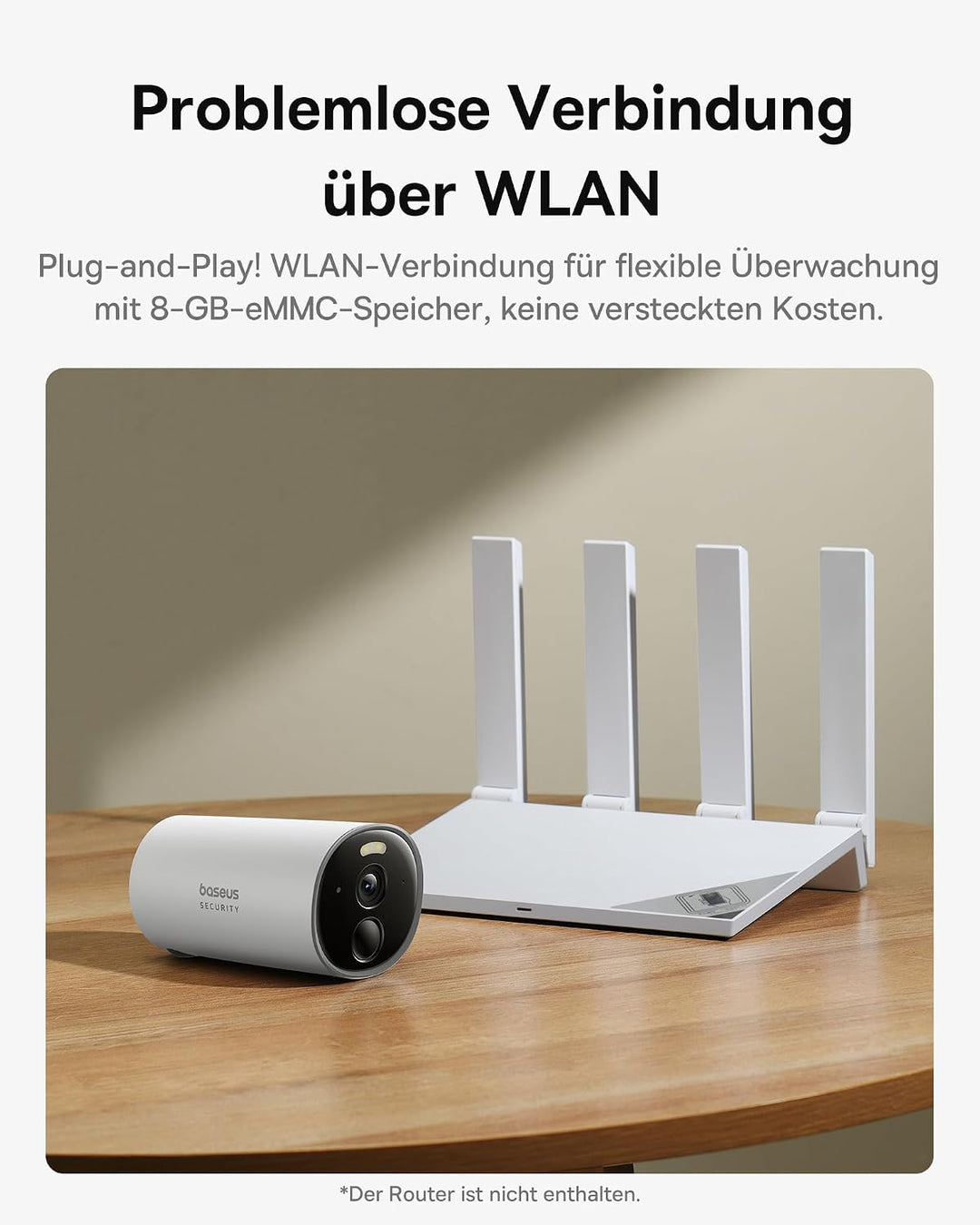 Baseus Security B1 Solocam Überwachungskamera Aussen Kabellos 210Tage, 2K HD, 145 Grad, IP67, Nachts