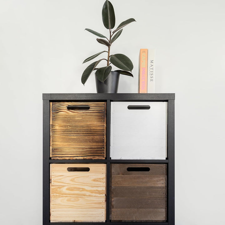 Creative Deco 4 x Holzkiste Wenge passend für Kallax Regal 33 x 37 x 33 cm | Holzbox mit Griffen | G