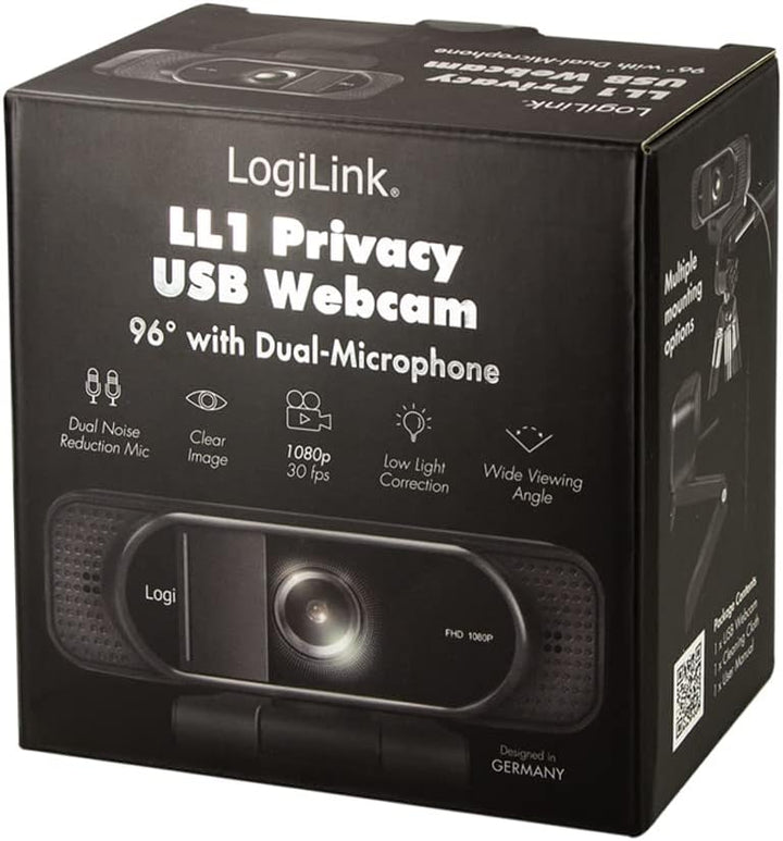 LogiLink UA0381 - Konferenz HD-USB-Webcam, 96° Weitwinkelobjektiv, Dual-Mikrofon mit Rauschunterdrüc