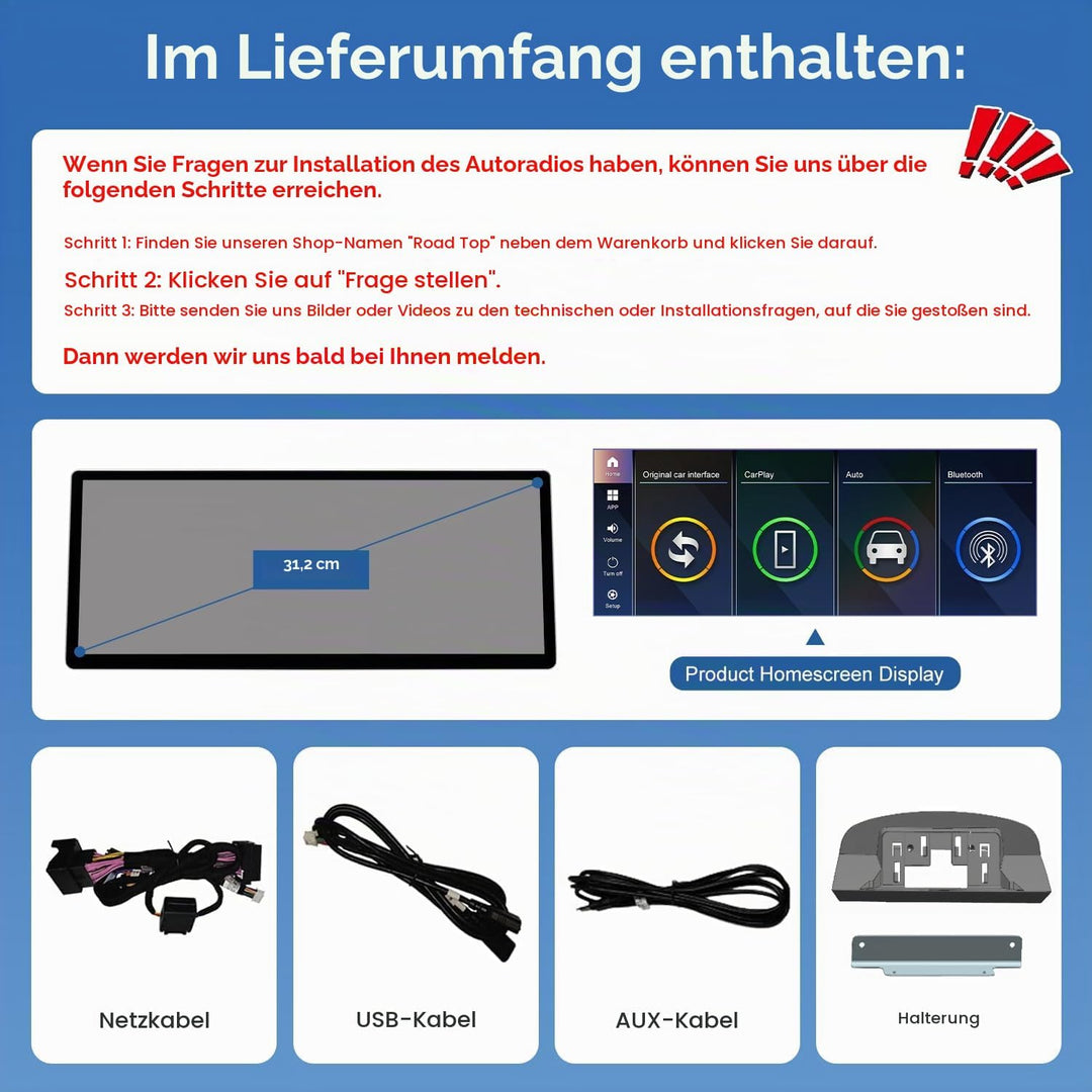 Road Top Autoradio 12,3 Zoll CarPlay Bildschirm für BMW 5er E60/E61 mit CCC | für BMW 5er E60/E61 mi