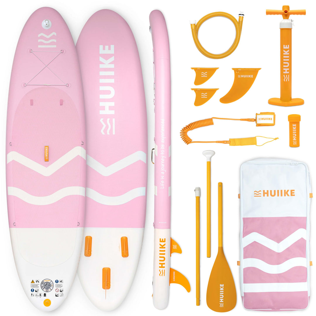 HUIIKE Stand Up Paddling Board mit Zubehör, Paddel, Finnen, Leash, Pumpe, Rucksack. SUP-Board Aufbla