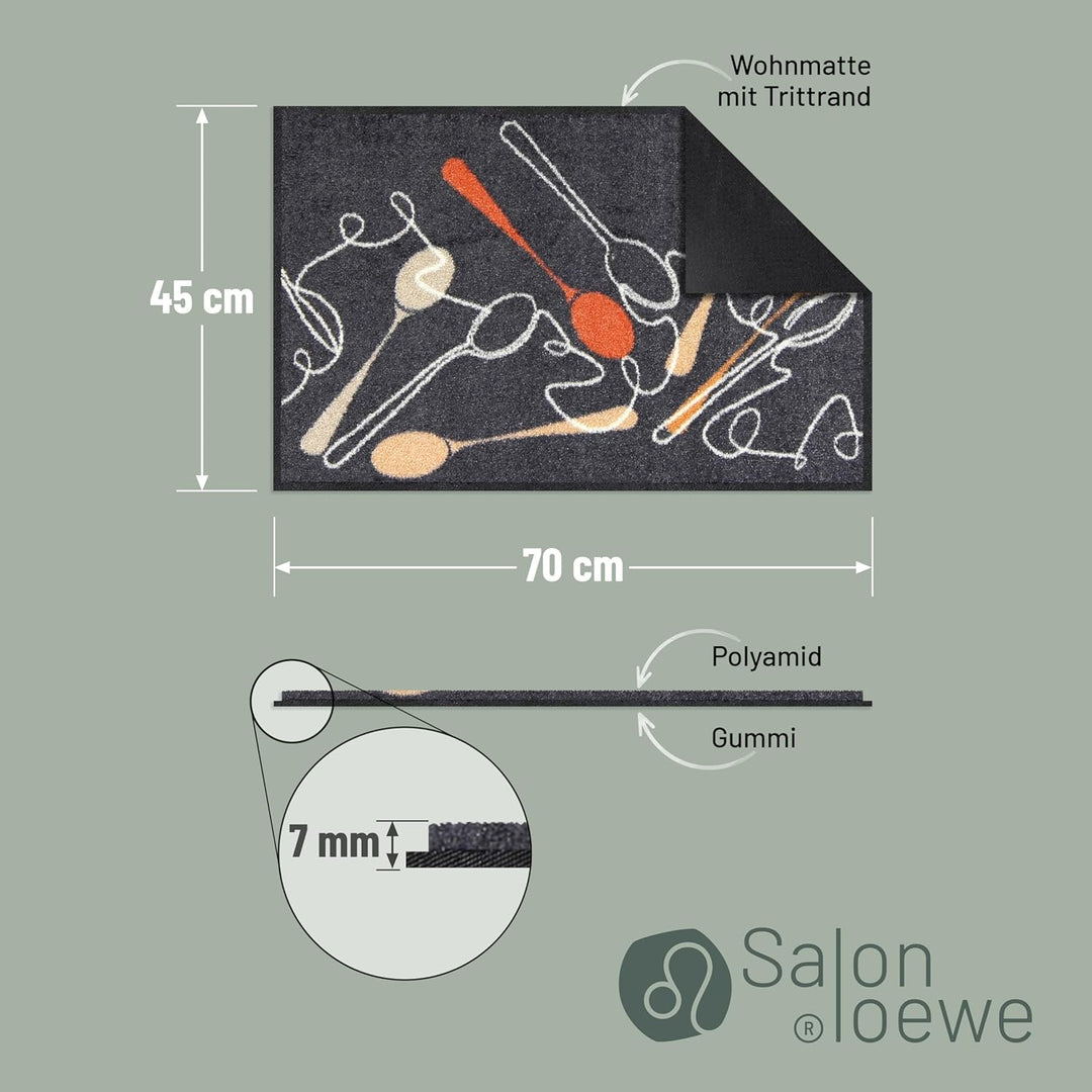 Salonloewe Fussmatte Spoon Dance Grey-apricot 045x070 cm Fussabtreter Sauberlaufmatte draussen Fussm