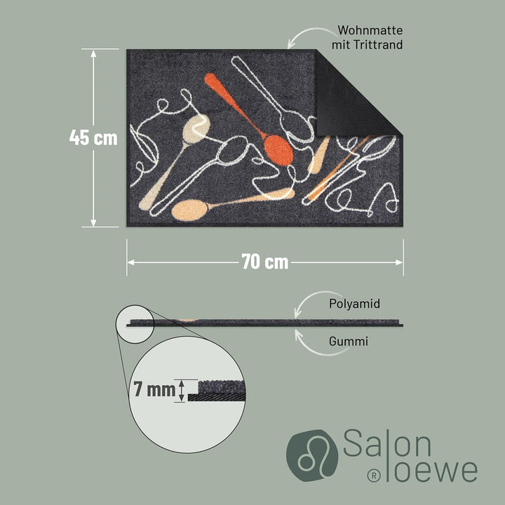 Salonloewe Fussmatte Spoon Dance Grey-apricot 045x070 cm Fussabtreter Sauberlaufmatte draussen Fussm