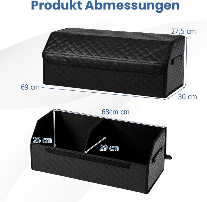 COSTWAY Auto Kofferraum mit Deckel, 51 L Kofferraum-Organizer faltbar, SUV Limousine Aufbewahrungsbo