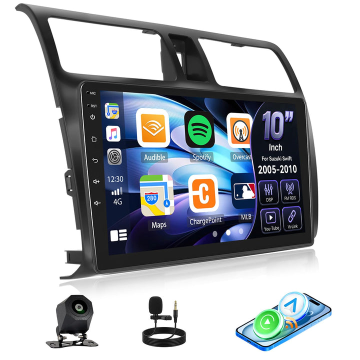 CAMECHO Carplay Autoradio 10 Zoll DSP Radio für Suzuki Swift 2005-2010 mit Android Auto FM RDS, Blue