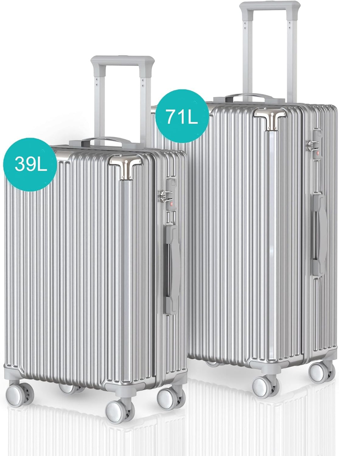 Voyagoux Kofferset 2 teilig - 39L & 71L, Hartschalenkoffer Set, TSA-Schloss, ABS, 4X 360° Rollen, Ro