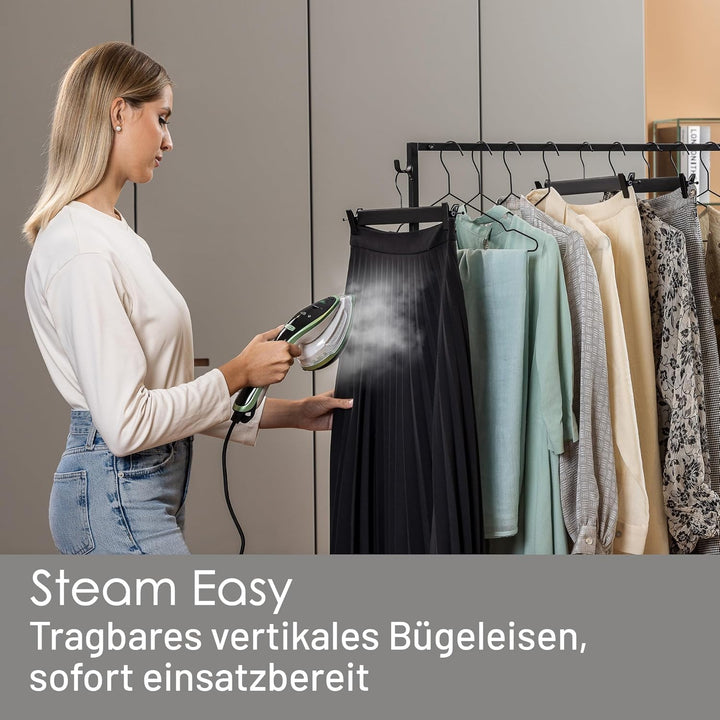 Imetec Steam Easy Dampfbügeleisen, tragbar, vertikales und horizontales Bügeln, Keramiksohle, dreifa