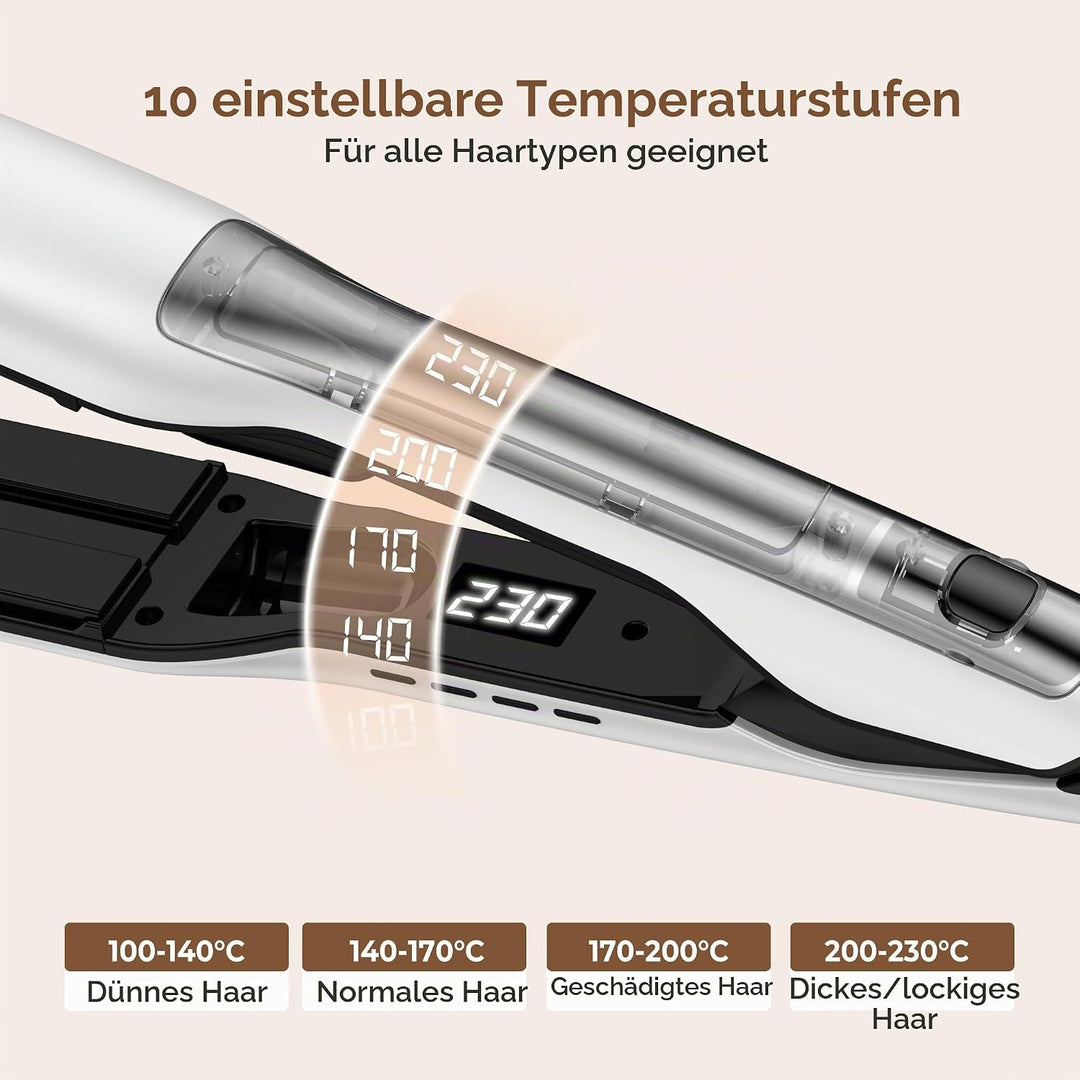 UKLISS Dampfglätteisen, Glätteisen Breit 40MM mit LCD Display, Steam Haarglätter Leistungsstarker Da
