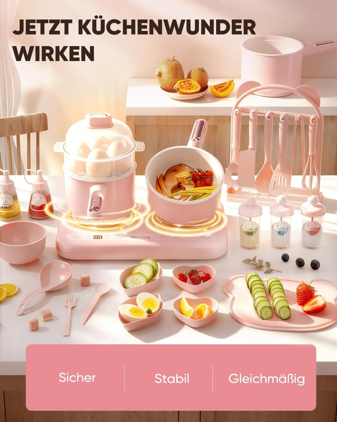 Elektrischer Hot Pot Doppelkochfeld Mini Multicooker – Elektro Kochtopf mit Dampfgarer & Suppentopf,