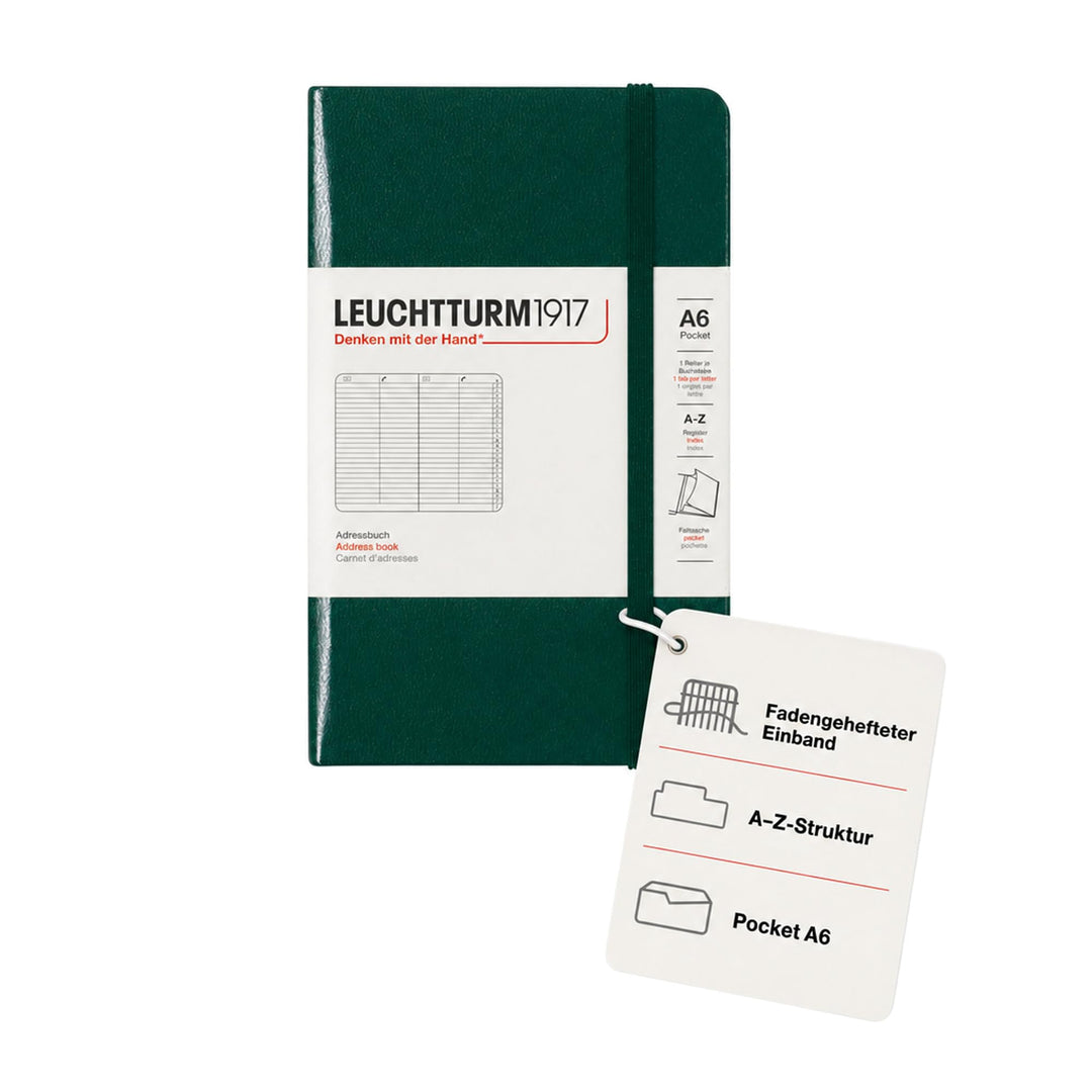 LEUCHTTURM1917 370362 Adressbuch Pocket (A6), Hardcover, Forest Green Forest Green Pocket (A6), Fore