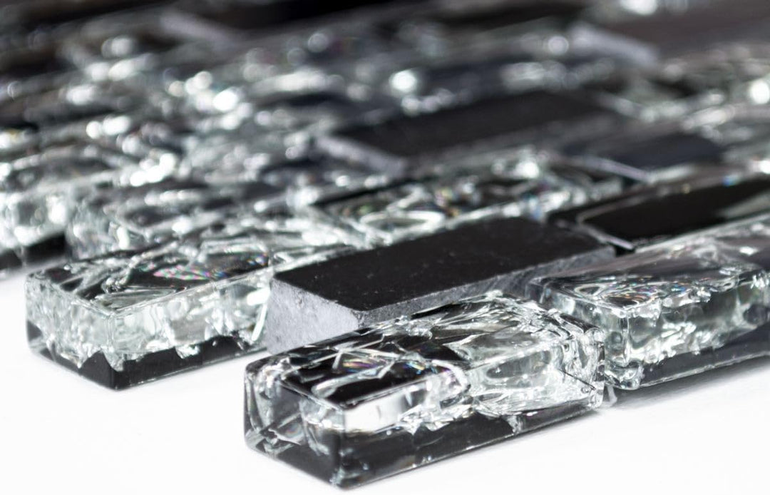 Mosaik Brick Crystal/Stein mix schwarz Glasmosaik Transluzent Transparent 3D, Mosaikstein Format: 15