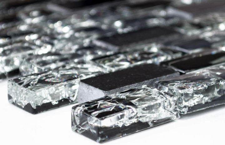 Mosaik Brick Crystal/Stein mix schwarz Glasmosaik Transluzent Transparent 3D, Mosaikstein Format: 15