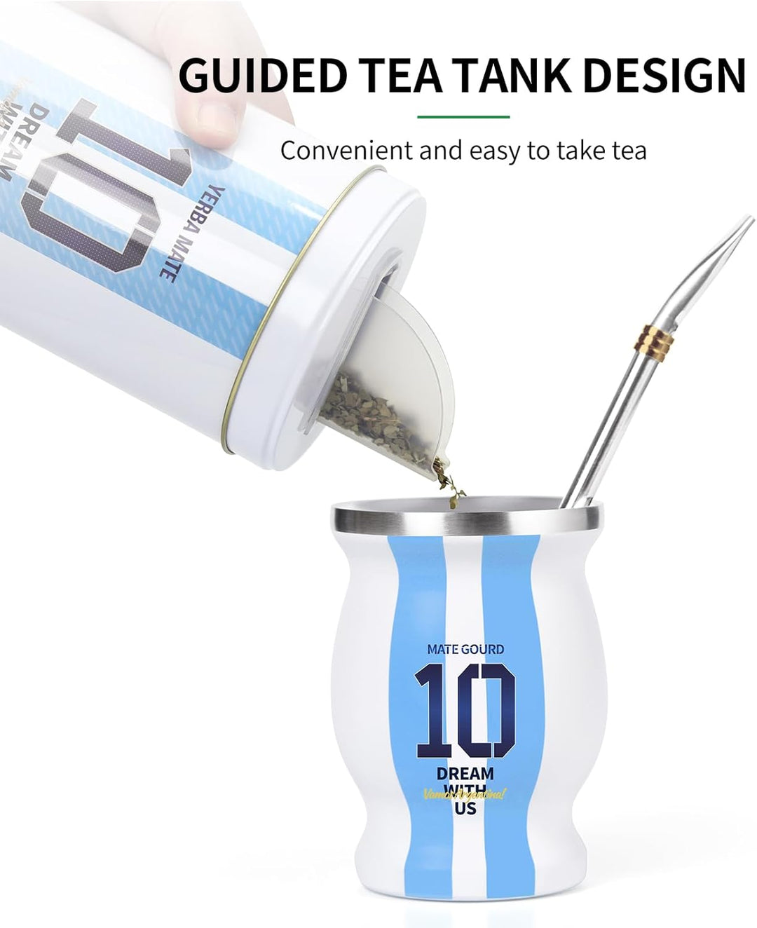 Cuopru Hochwertiges Yerba Mate Kürbis-Set – inklusive Argentinien-Kapitän Nr. 10 Mate Tasse und Yerb