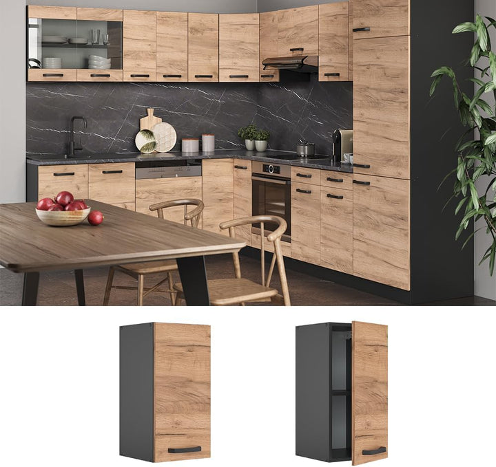Vicco Hängeschrank R-Line, hängender Küchenschrank, Goldkraft Eiche/Anthrazit, 30 cm Goldkraft Eiche