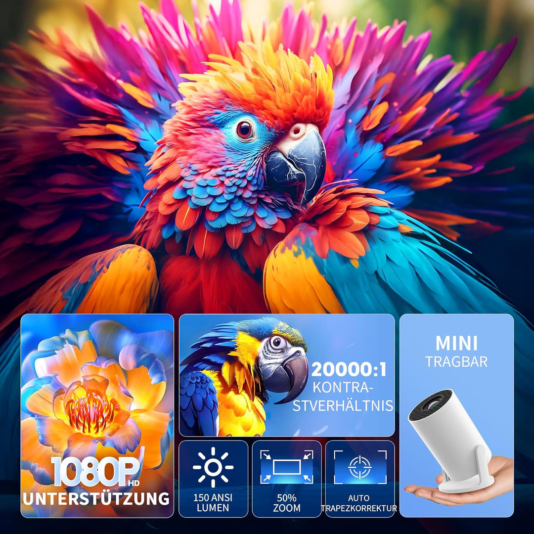 Beamer Bluetooth - YOTON 5G WiFi Mini Beamer Full HD WLAN, Native 1080P Projektor mit HDMI/AV/USB-Ei