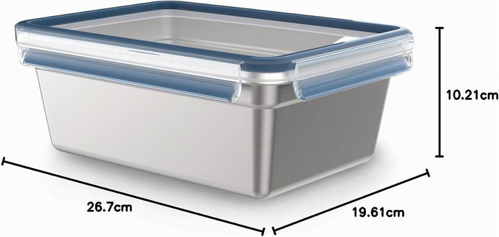 EMSA Clip&Close Edelstahl Vorratsdose 3 L, leicht und hygienisch, Edelstahl 304, Wasserdicht, Gefrie