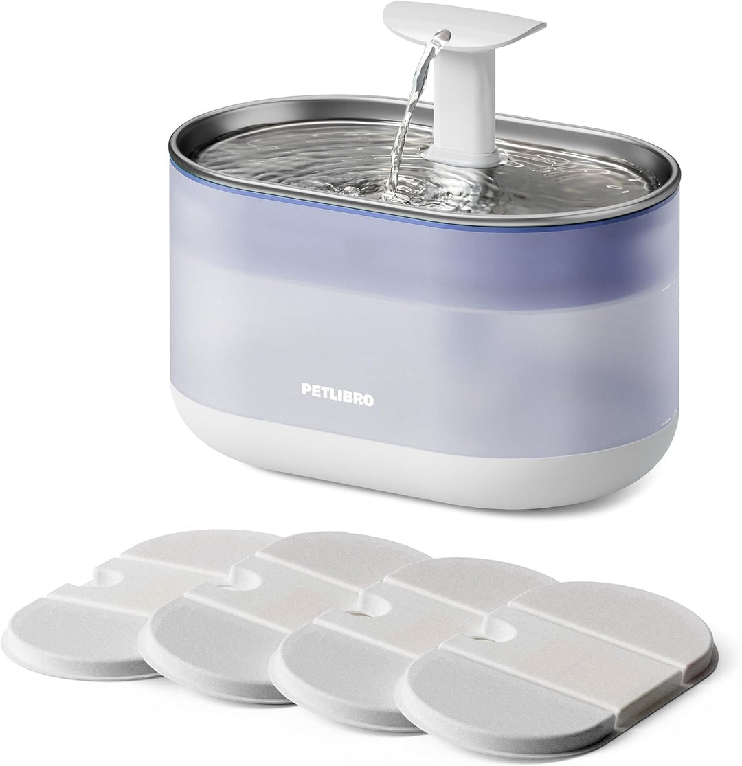 PETLIBRO Trinkbrunnen für Katze Ultraleise, 2,1L Katzenbrunnen Edelstahl mit Zwei Durchflussmodi, Si