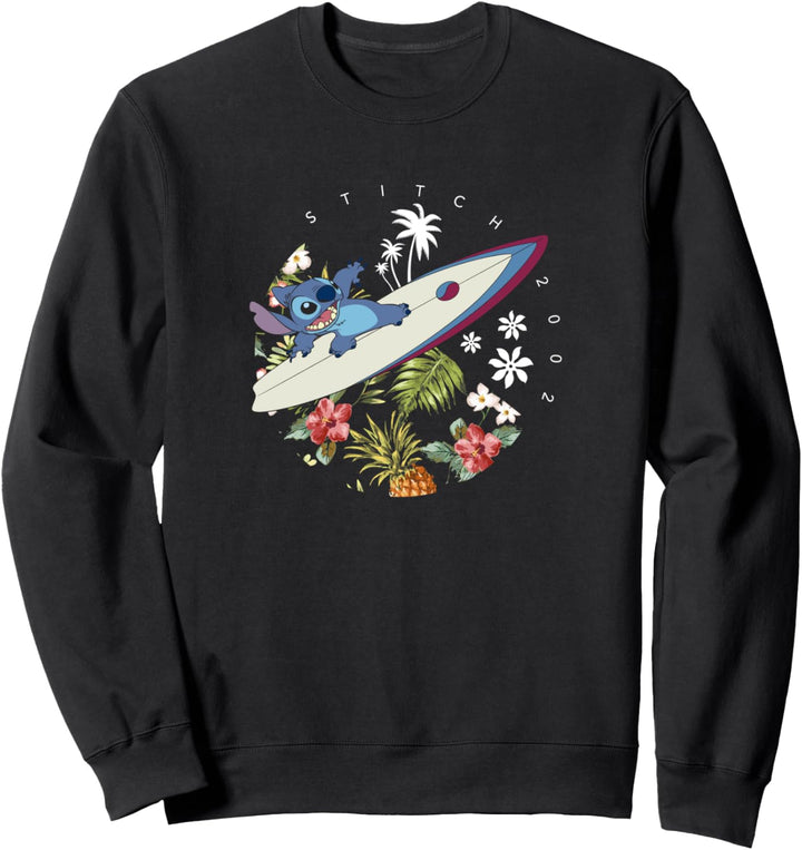 Disney Lilo & Stitch On A Surfboard Flower Circle 2002 Sweatshirt