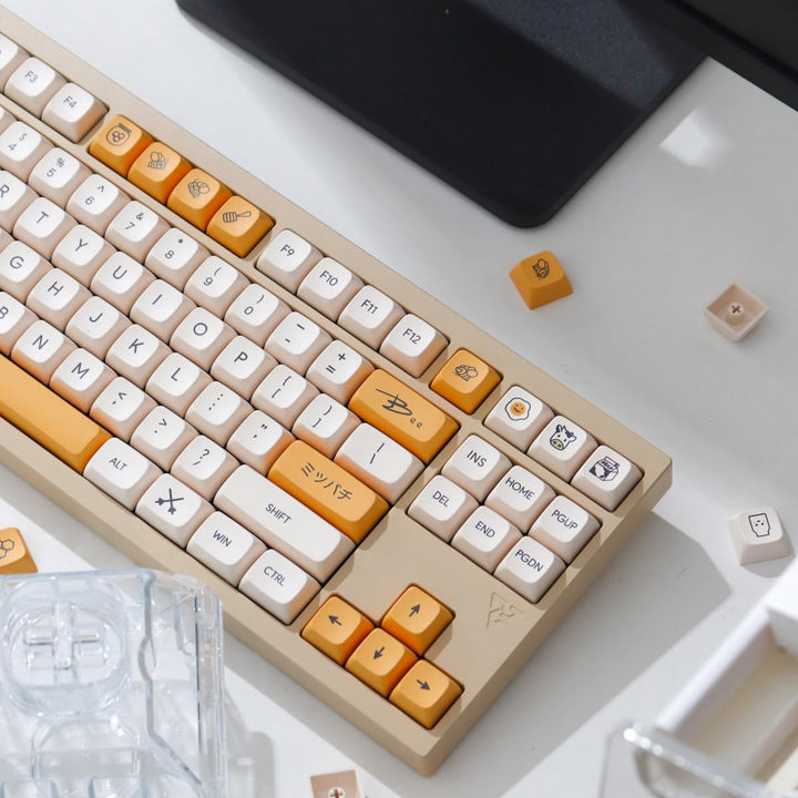 PBT Keycaps 137 Keys XDA Profile DYE-SUB Personalized White Yellow Honey Milk English Keycap Suitabl