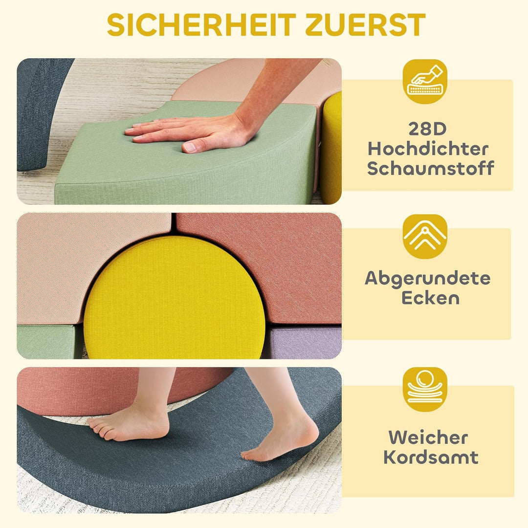 AIYAPLAY Schaumstoff Bausteine 7er-Set Kinder Softbausteine Riesenbausteine mit Cord-Optik Kletterbl