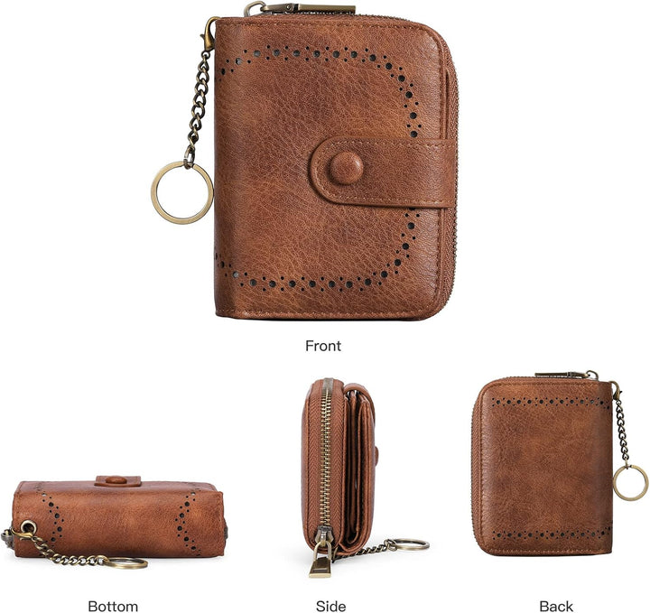 GAEKEAO Geldbörse Damen Klein Leder Karten Portemonnaie Damen RFID Schutz Portmonee Kleiner Geldbeut