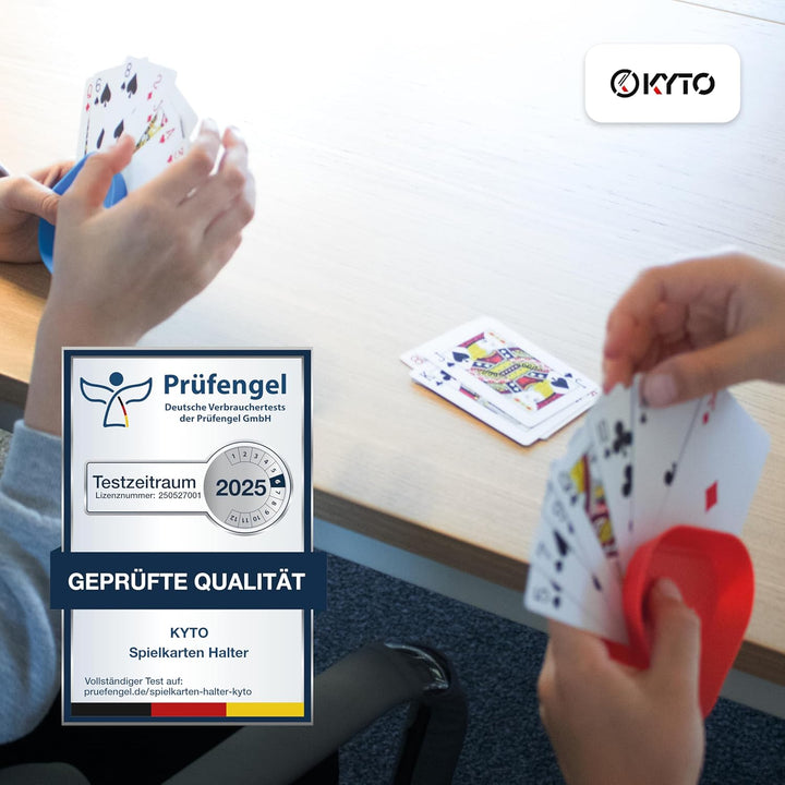 Kyto Manuelle Kartenmischmaschine mit Handkurbel – Spielkarten-Mischer – Rot + 4 Stück Spielkartenha