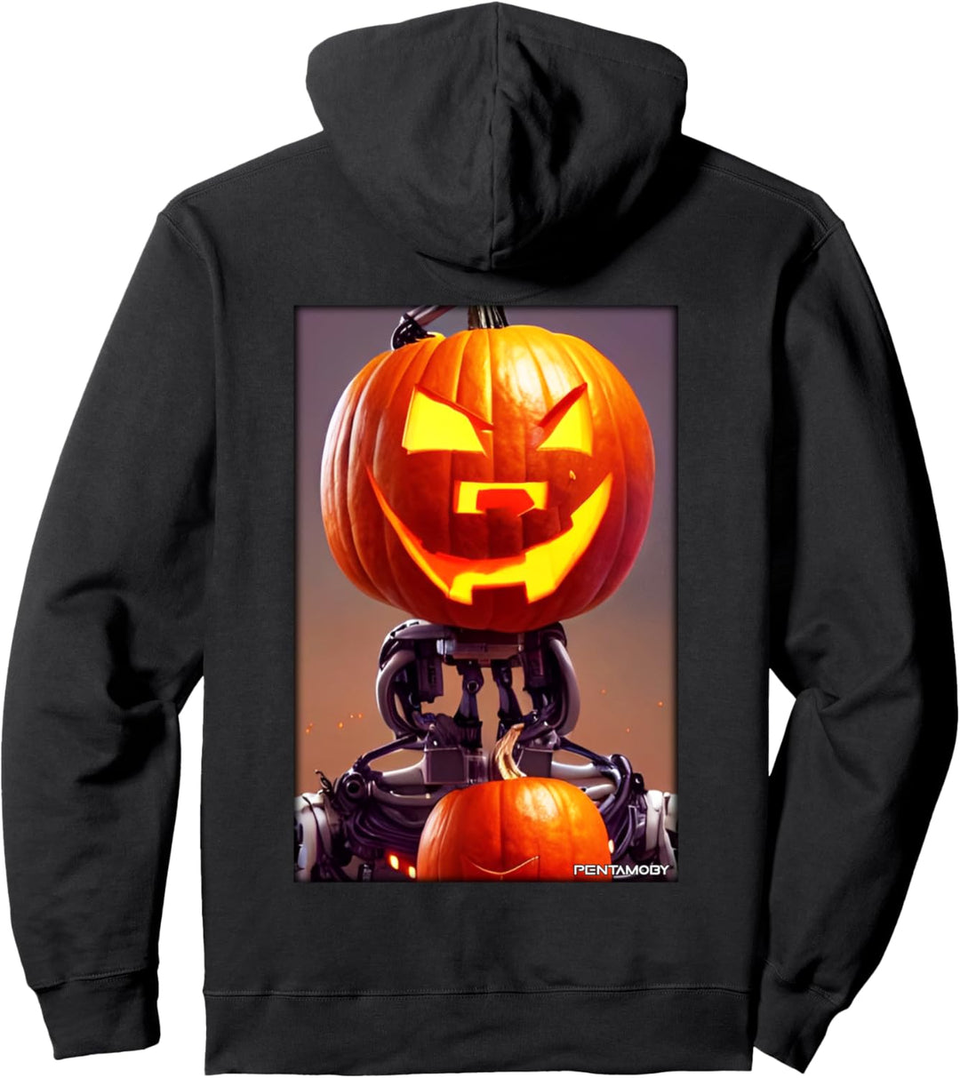 Roboter Halloween Kürbis Zukunft Wissenschaft Sci-Fi Pullover Hoodie