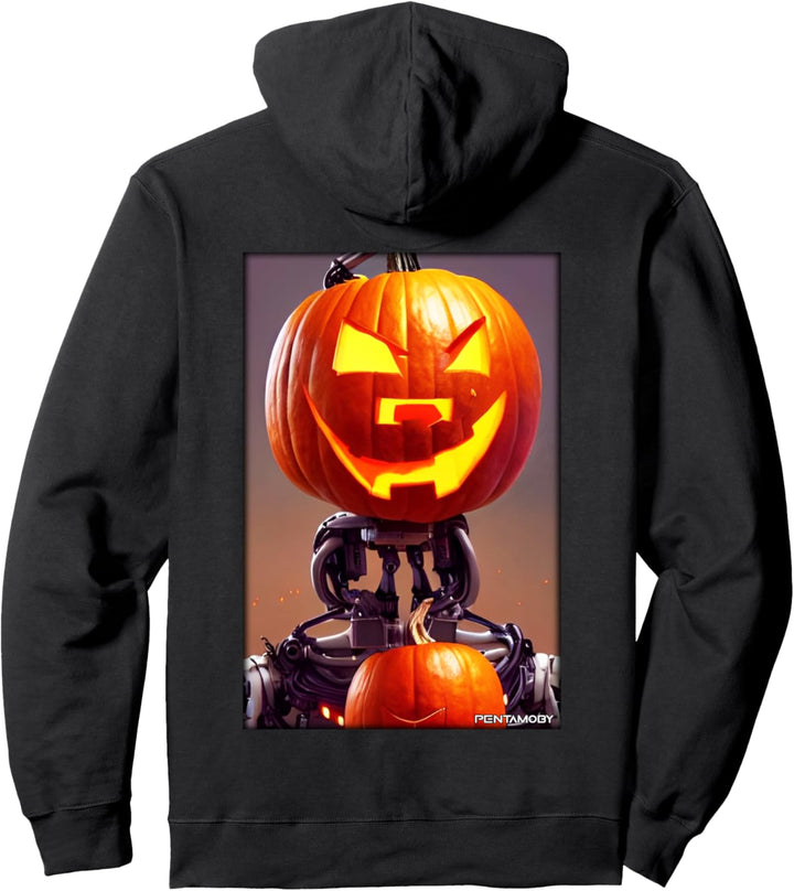 Roboter Halloween Kürbis Zukunft Wissenschaft Sci-Fi Pullover Hoodie