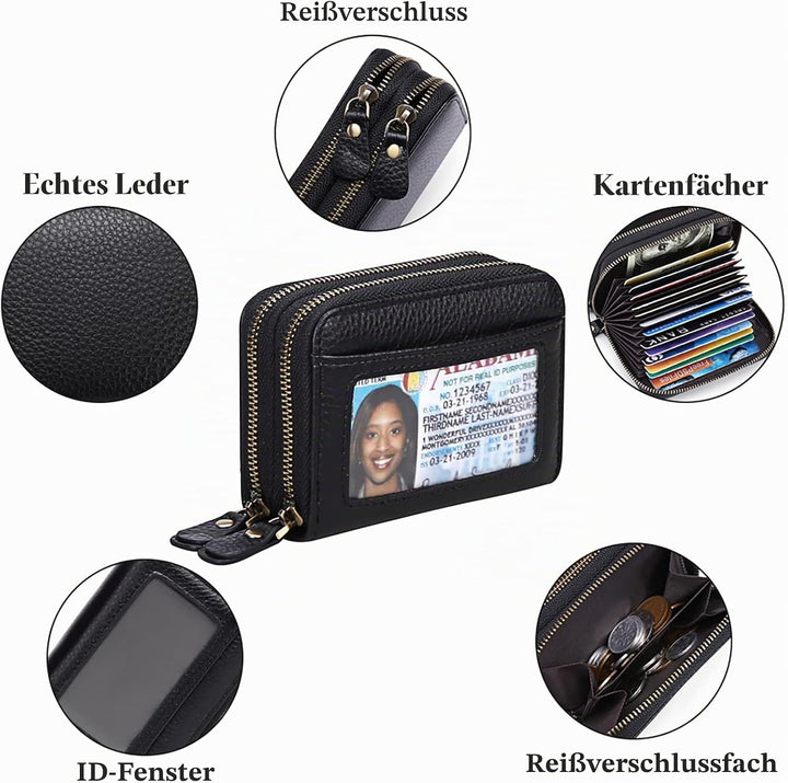 GAEKEAO Damen Geldbörse klein aus Echtes Leder, Geldbeutel für Frauen mit RFID-Schutz, Mini Damen Po