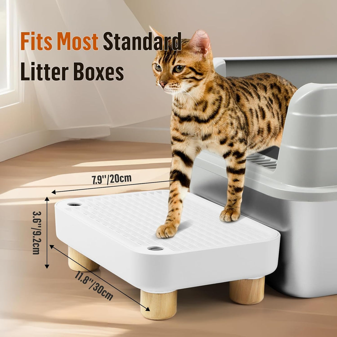 Erhöhte Katzenklo-Rampe, Katzentreppe mit Holzfüssen, Katzenstreu-Filterpedal für automatische selbs