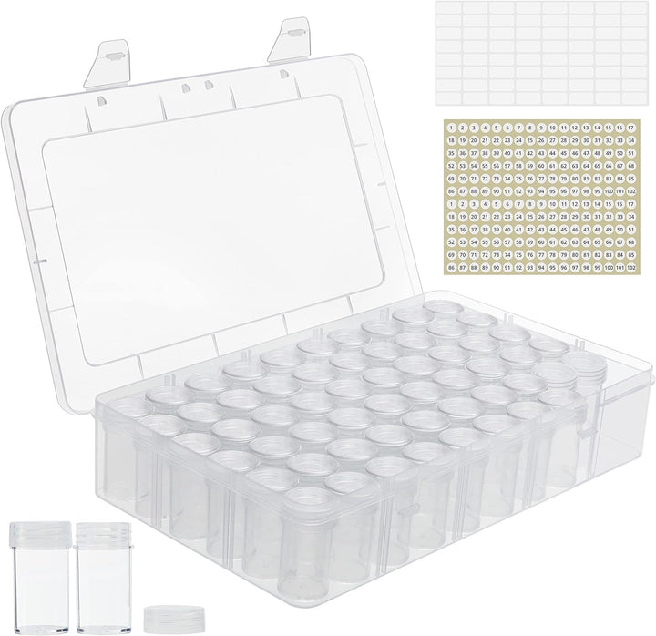 Kurtzy 60 Herausnehmbare Behälter Klare Kunststoff Perlen Aufbewahrungsbox - 10 ml - Diamond Paintin