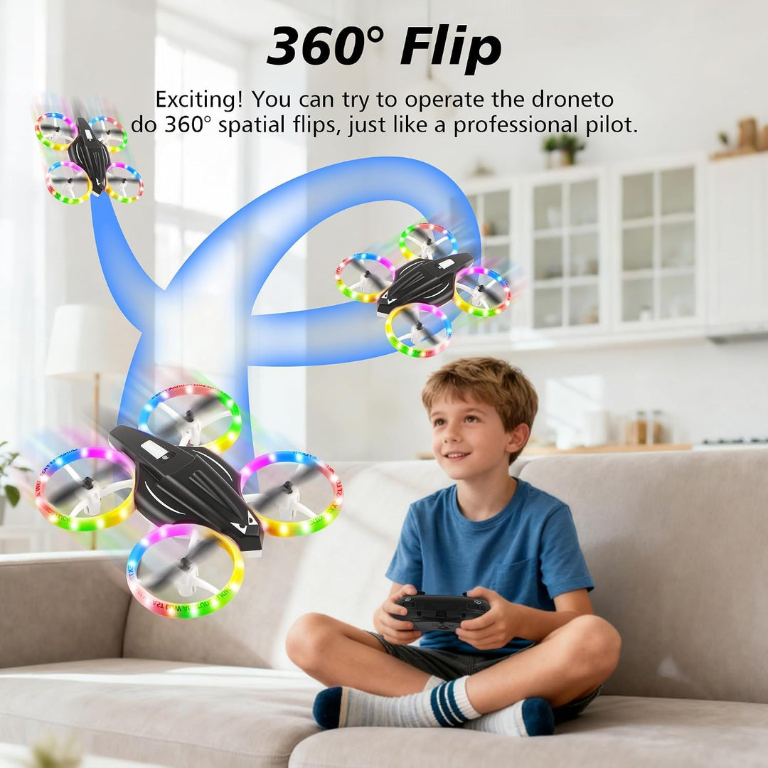 Mini-Drohne für Kinder, ferngesteuertes Spielzeugflugzeug für Kinder und Anfänger mit LED-Lichtern,