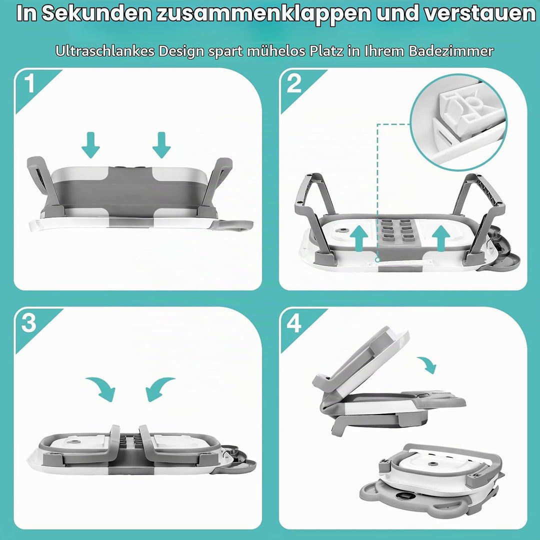 Highbird Baby Badewanne, Faltbare Babywanne mit Stützkissen für Neugeborene &amp; Kleinkinder, Platzspar