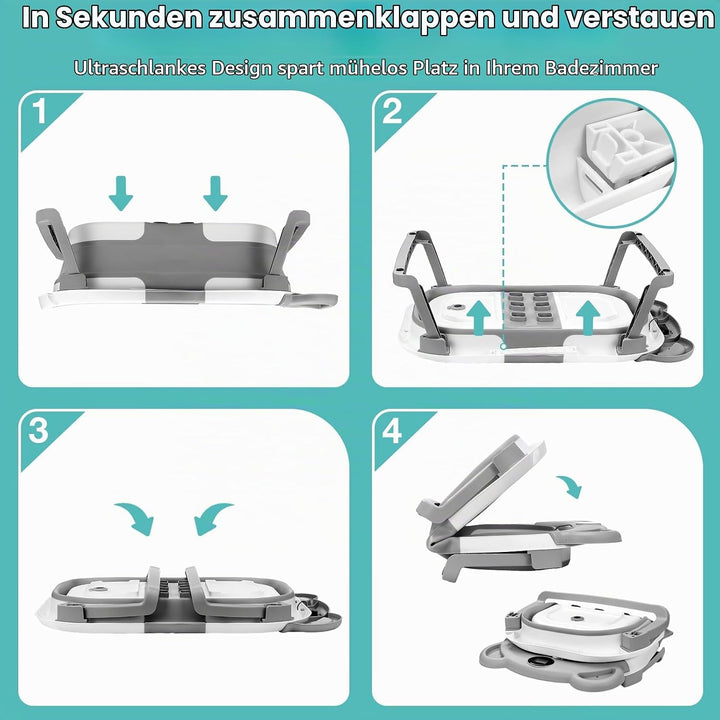 Highbird Baby Badewanne, Faltbare Babywanne mit Stützkissen für Neugeborene &amp; Kleinkinder, Platzspar