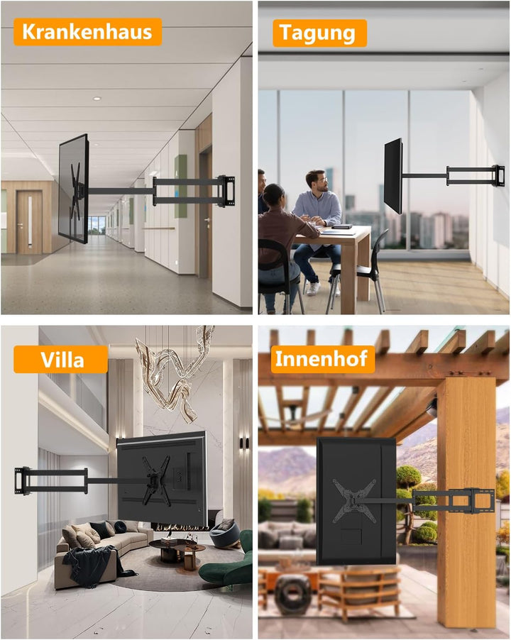 TV Wandhalterung mit 1219mm Langer Reichweite, 90° Drehbare Wandhalterung Fernseher Schwenkbar Neigb