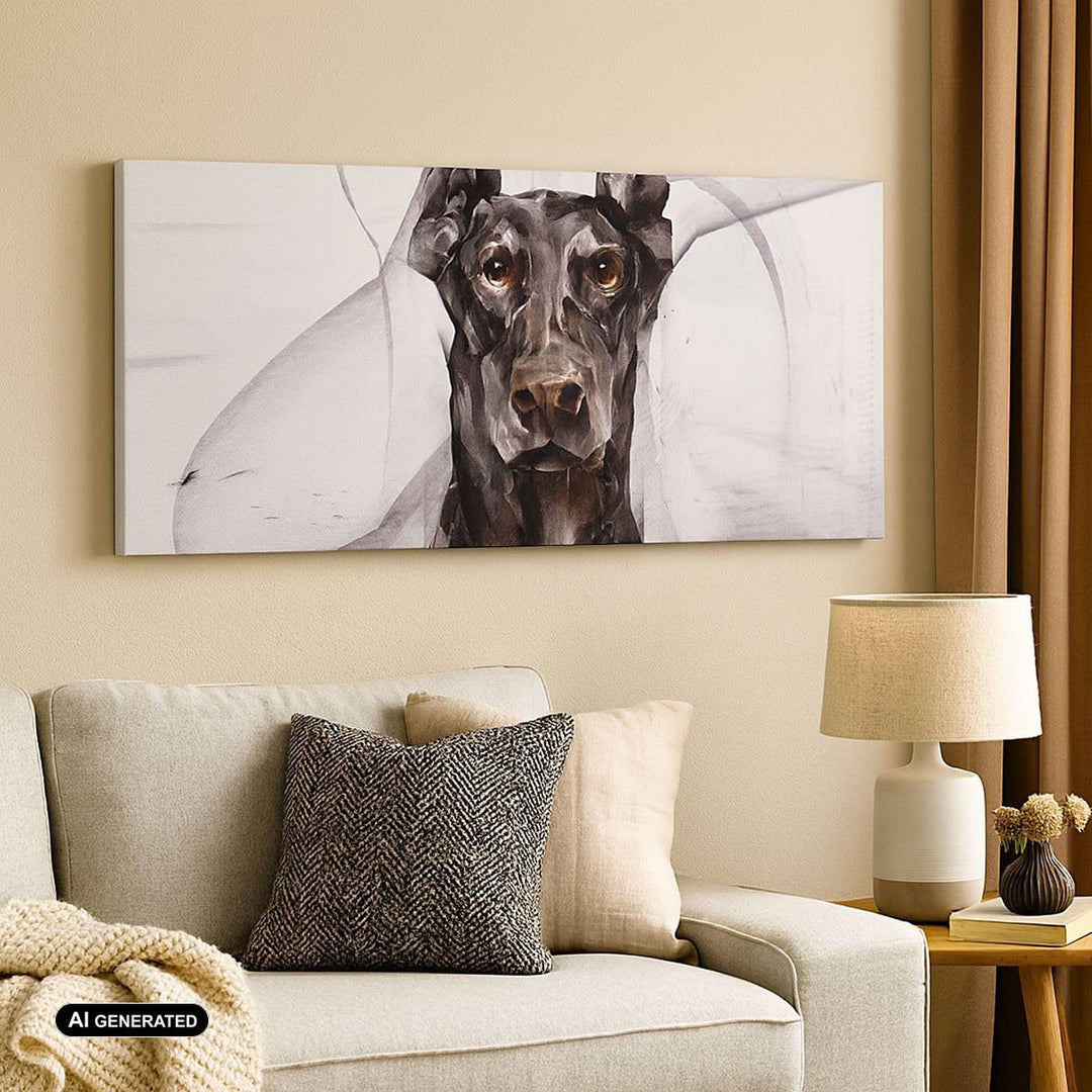 Panorama Bilder auf Leinwand Hund Abstraktion Leinwandbild mit Rahmen 90x30cm Wandbilder Dekoration