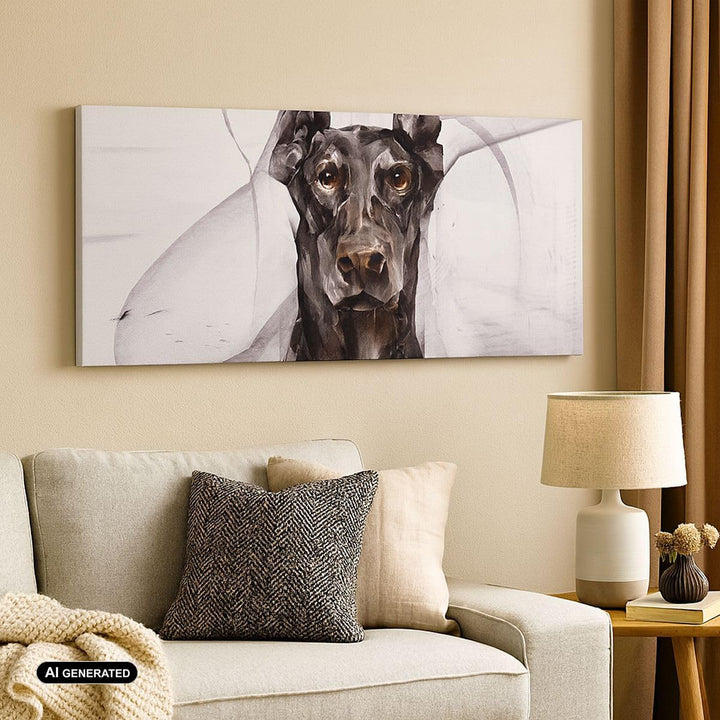 Panorama Bilder auf Leinwand Hund Abstraktion Leinwandbild mit Rahmen 90x30cm Wandbilder Dekoration