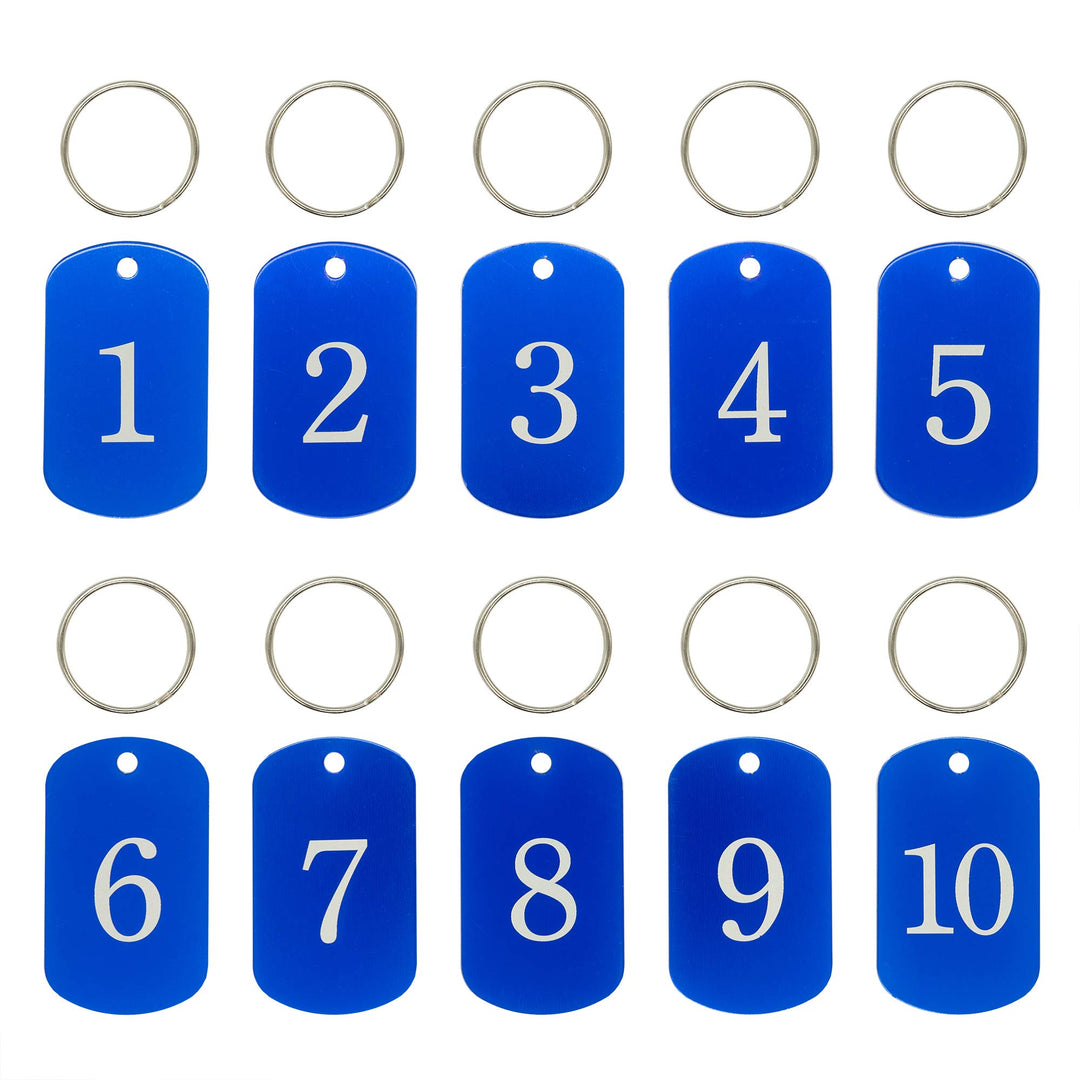 Aluminum Engraved Number Tags Key Tags ID Tags with Key Rings 1-25 blau, 1-25 blau