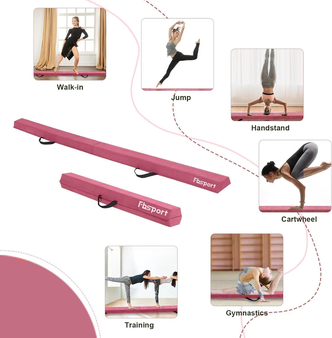 FBSPORT Schwebebalken, Faltender Schwebebalken Kinder, Gymnastik Balance Balken,Beflockungsschicht B
