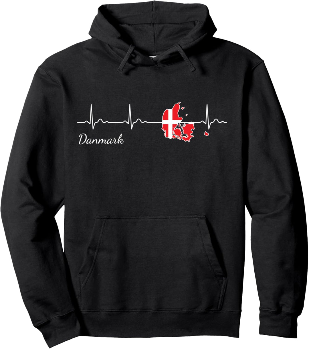 Danmark Herzschlag Ich Liebe Dänemark Flagge Idee Pullover Hoodie