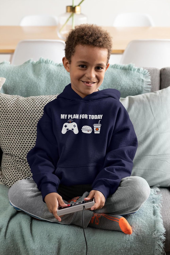 Baddery Kinder Gamer Pullover - Gaming Kapuzenpullover für Jungen - Zocker Pulli 140 Navy, 140 Navy