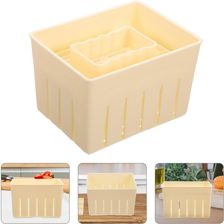 Ciieeo Hausgemachte Käseform und Tofu Presse aus Kunststoff 3 Stück mit Pressdeckel für Frische Käse