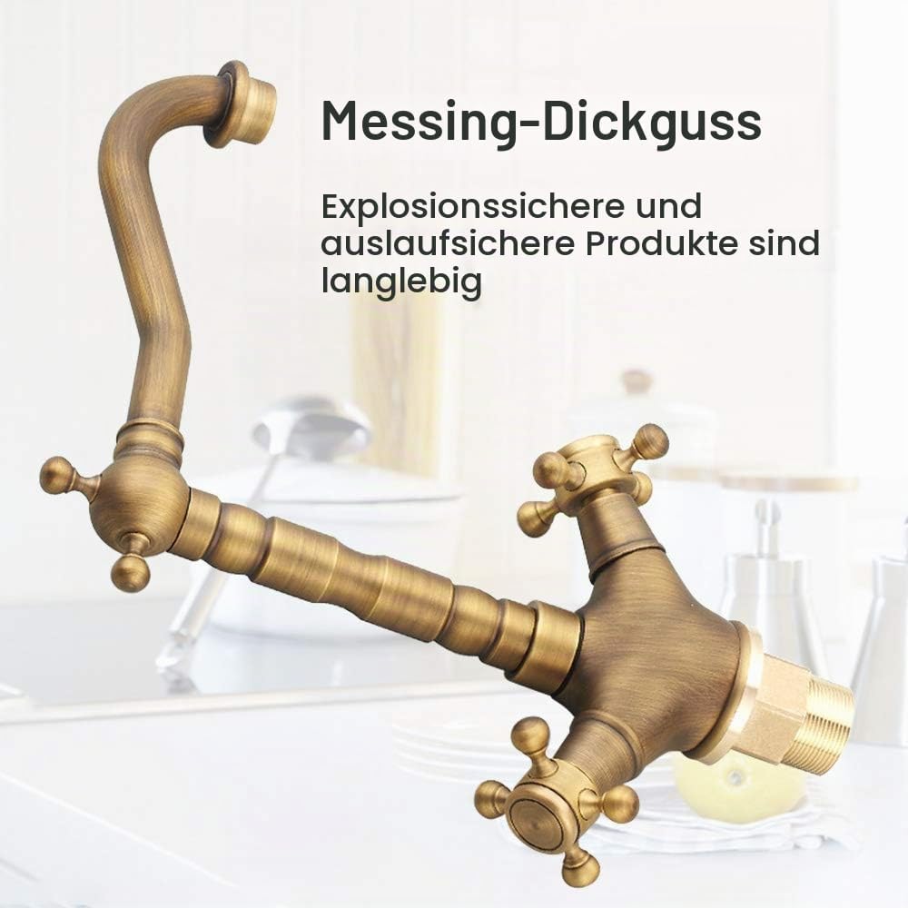 Wasserhahn Bad Bronze Antike, Wasserhahn Küche Waschbecken Armaturen, Hoher Auslauf Zweigriff Mischb