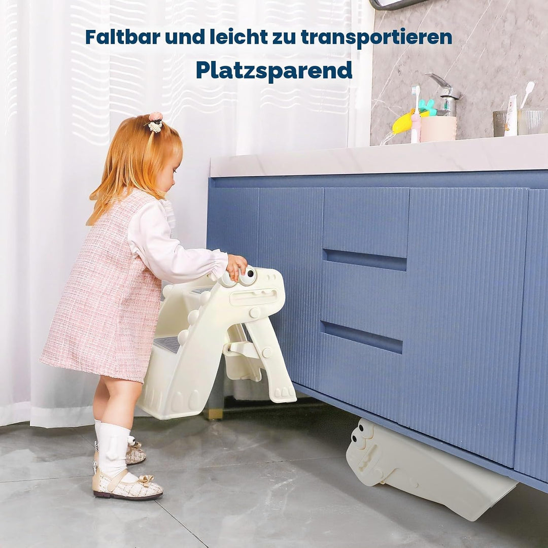 Onasti Klappbarer Tritthocker Kinder, 2-stufiger Rutschfester Hocker für Kinder, ideal für Töpfchen,