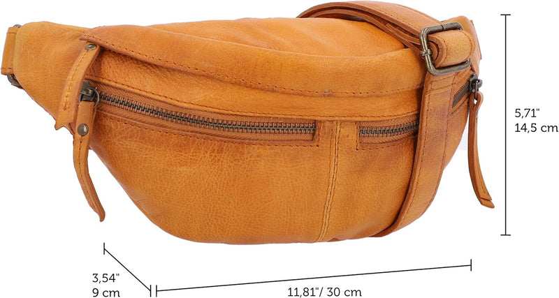 Gusti Gürteltasche Leder - Acton Bauchtasche Festivaltasche Hüfttasche Vintage Braun Leder Damen Her