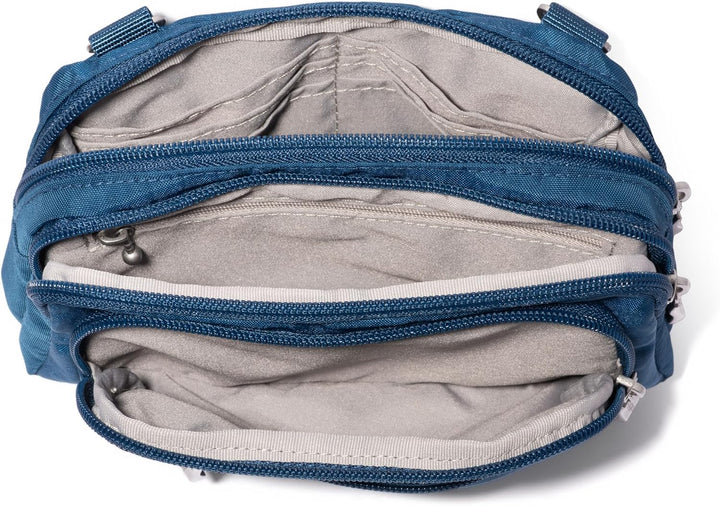 Baggallini Kleine Umhängetasche mit 3 Reissverschlüssen, Pazifik, Pazifik