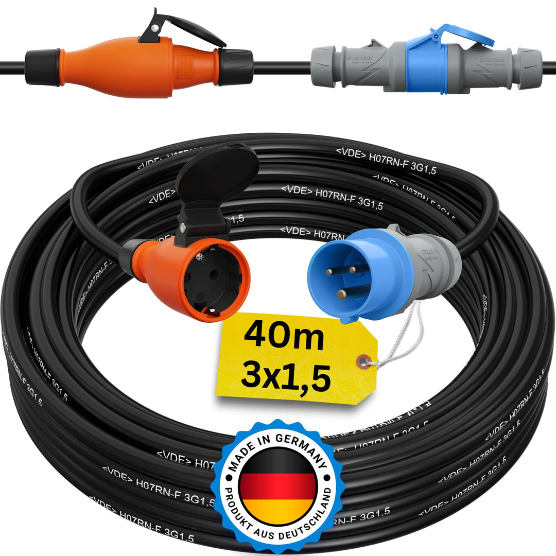netbote24 CEE Stecker Schuko Adapterkabel Camping Caravan Boot Campingkabel H07RN-F 3x1,5 3g1,5 IP44