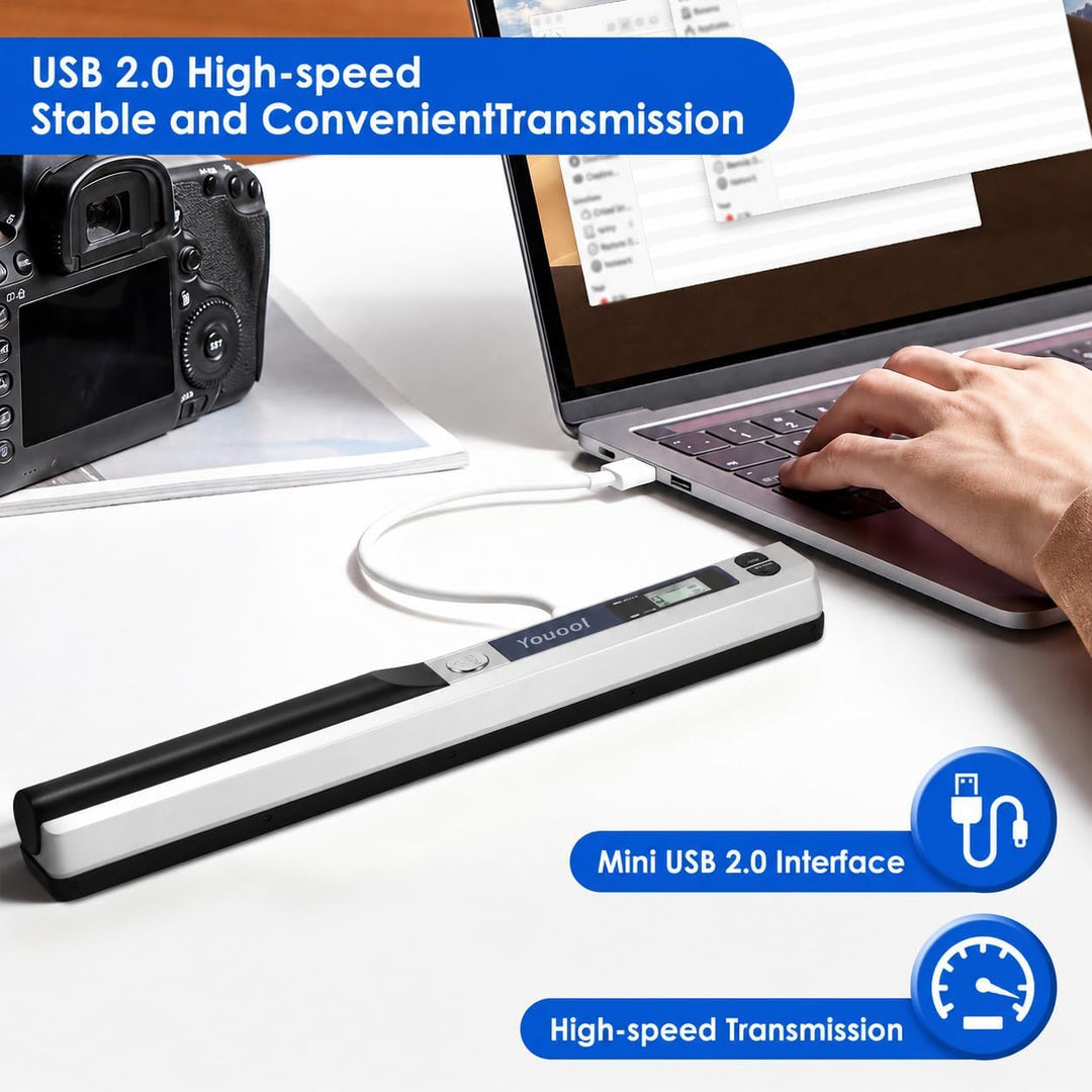 Handscanner Dokumentenscanner, A4 900 DPI Hohe Auflösung Farbfoto Portable Scanner, JPG/PDF Format U